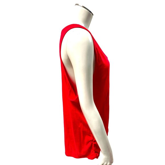 Ambiance Apparel Red Sleeveless Ruched Tank Top Tunic 2X Cotton Spandex Blend - Picture 4 of 8